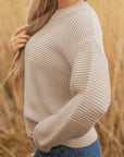 Delaney Texture Knitted Puff Sleeve Sweater