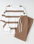 Stripe Drop Shoulder Top and Jogger Pants Set