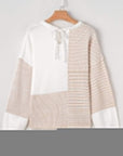 Colorblock Tied Keyhole Sweater