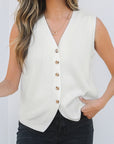 Izabella V Neck Buttoned Sweater Vest