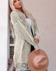 Plaid Textured Knitted Open Front Cardigan
