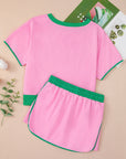 Colorblock Short Sleeve T-Shirt and Skort Set