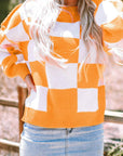 Checker Bishop Sleeve Sweater