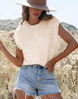 Madelyn Cable Knit Dolman Armholes Sweater Tank