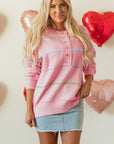 Miriam Stripes Baggy Henley Sweater