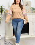 Plus Size Floral Patchwork Reverse Seam Top