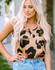 Carly Leopard Button Tank Top