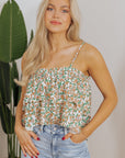 Kaiya Floral Spaghetti Strap Ruffle Summer Tank Top