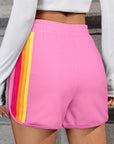 April Color Stripes Elastic High Waist Active Shorts