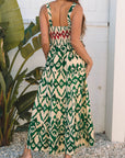 Sarahi Western Aztec Shirred A-line Sleeveless Maxi Dress