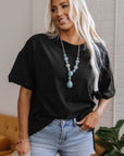 Ayra Loose Half Sleeve Hi Low Hem Top