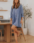 Londyn Buttoned Long Sleeve Denim Mini Dress