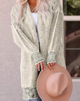 Plaid Open Front Long Cardigan