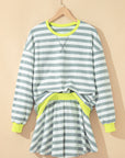 Stripe Contrast Ribbed Top and Shorts Set