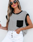 Marie Stripe Chest Pocket Tank Top