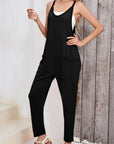 Solid Sleeveless V-Neck Harem Jumpsuit