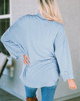 Amanda Roll Tab Sleeve Ribbed Cording Shacket