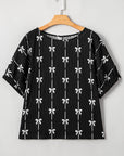 Bow Textured Puff Sleeve Top