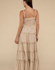 Woven Smocked Top Tiered Cami Maxi Dress