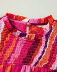 Abstract Shirred Ruffle Sleeve Blouse