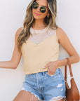 Milena Mesh Patchwork Crew Neck Tank Top