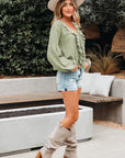 Natalia Bow Tie Front Ruffle Trim Long Sleeve Gauze Blouse
