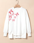 Valentine Bow Sequin Long Sleeve Oversize Sweatshirt