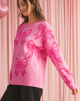 Bow Pattern Drop Sleeve Loose Sweater