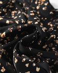 Leopard Pleated Lantern Sleeve Blouse