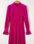 Georgia Smocked Ruffled Puff Sleeve Velvet Dress