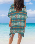 Teal Aztec Duster Kimono Coverup