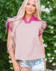 Maci Ruffled Sleeve Frill V Neck Blouse