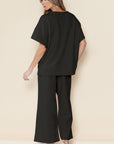 Textured Loose Fit T Shirt and Drawstring Pants Set
