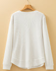 Solid Waffle Knit Long Sleeve Top