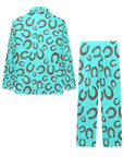 Turquoise Horseshoe Girl's Western Pajama Set