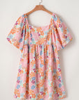 Lea Puff Sleeve Square Neck Plus Babydoll Dress