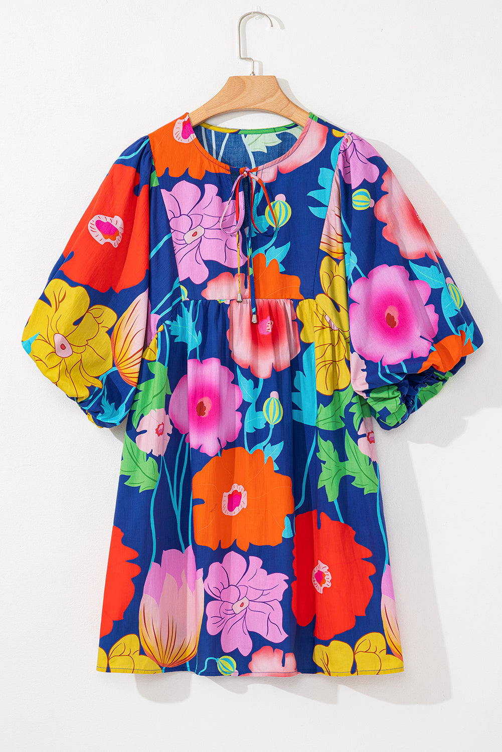 Iyla Floral Split Neck Babydoll Dress