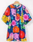 Iyla Floral Split Neck Babydoll Dress