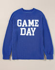 GAME DAY Textured Long Sleeve Crewneck Top