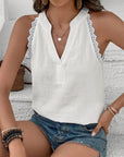 Gauze Lace Trim Sleeveless Top