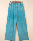 Mineral Wash High Waist Raw Hem Pants