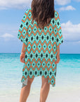Turquoise Aztec Duster Kimono Coverup