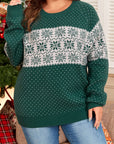 Plus Size Christmas Snowflake Crewneck Sweater