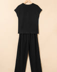 Megan Corded Short Sleeve Top and Casual Pants Set