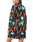 Vegas Neon Women's Long Sleeve Belted Satin Feel Dressing Lounge Robe