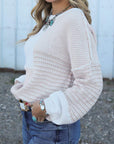 Colorblock Tied Keyhole Sweater