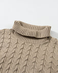 Cable Knit Turtleneck Batwing Short Sleeve Sweater