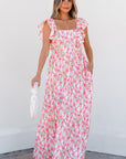 Angelica Floral Ruffled Strap Maxi Dress