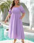 Marley Plus Size Swiss Dot Smocked Dress