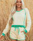 Wren Long Sleeve Pullover and Drawstring Shorts Outfit
